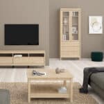 Furniture To Go Madrid Display Cabinet 2 Doors 3 Drawers Oak The Home and Office Stores