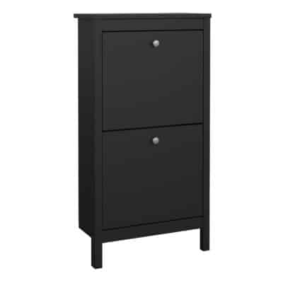 Furniture To Go Madrid shoe cabinet 2 flip down doors matt black
