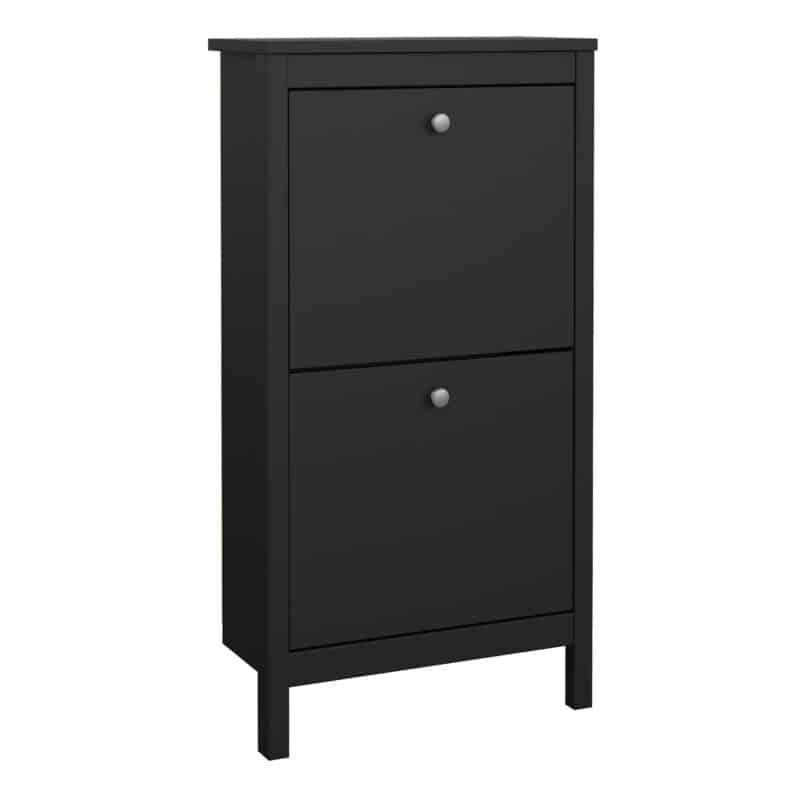 Furniture To Go Madrid shoe cabinet 2 flip down doors matt black