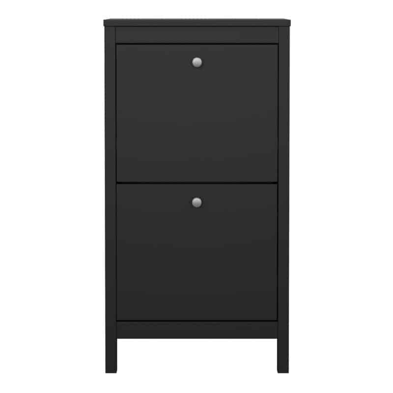 Furniture To Go Madrid Shoe Cabinet 2 Flip Down Doors Matt Black The Home and Office Stores