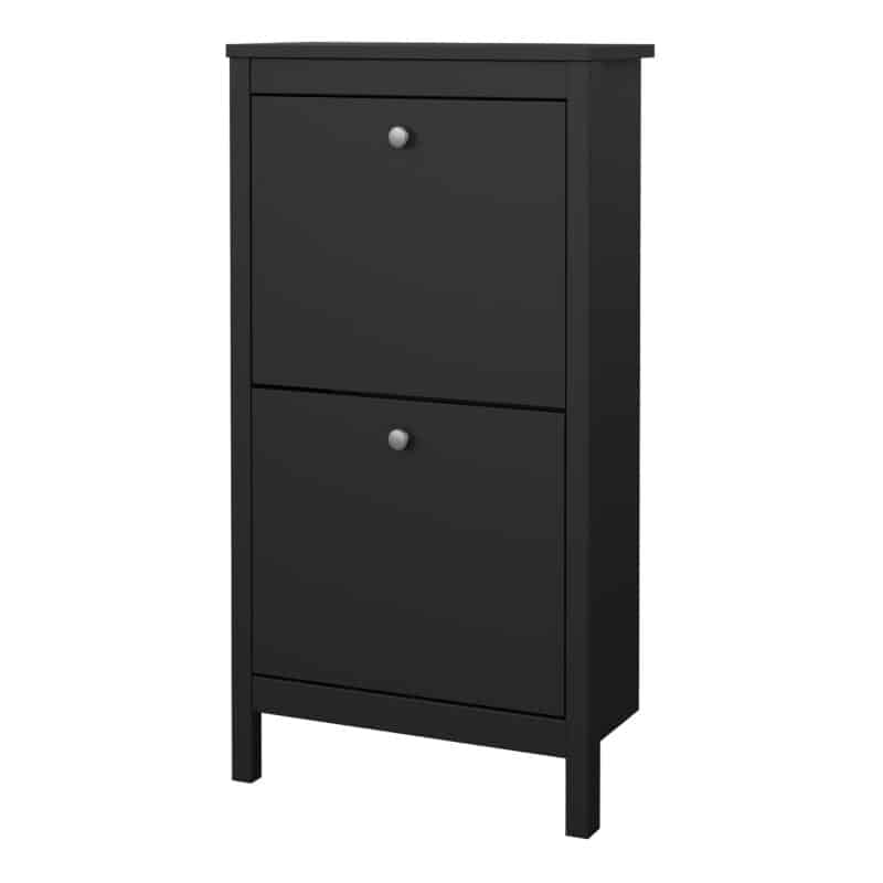 Furniture To Go Madrid Shoe Cabinet 2 Flip Down Doors Matt Black The Home and Office Stores