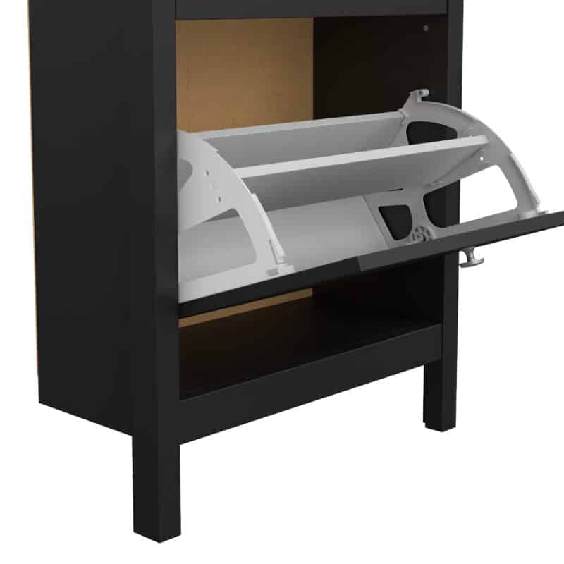 Furniture To Go Madrid Shoe Cabinet 2 Flip Down Doors Matt Black The Home and Office Stores