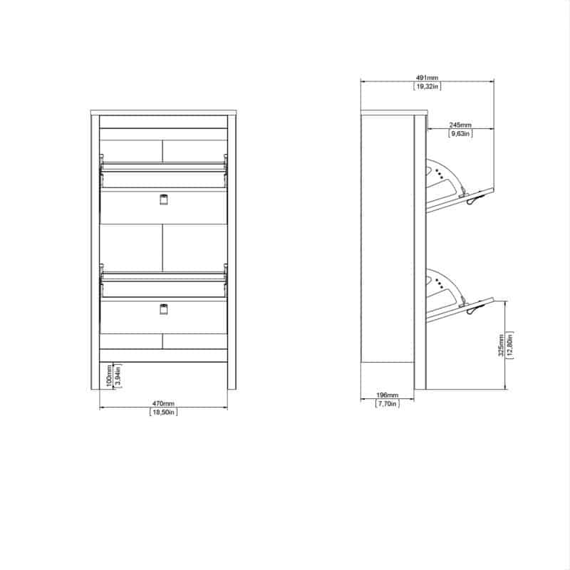 Furniture To Go Madrid Shoe Cabinet 2 Flip Down Doors Matt Black The Home and Office Stores