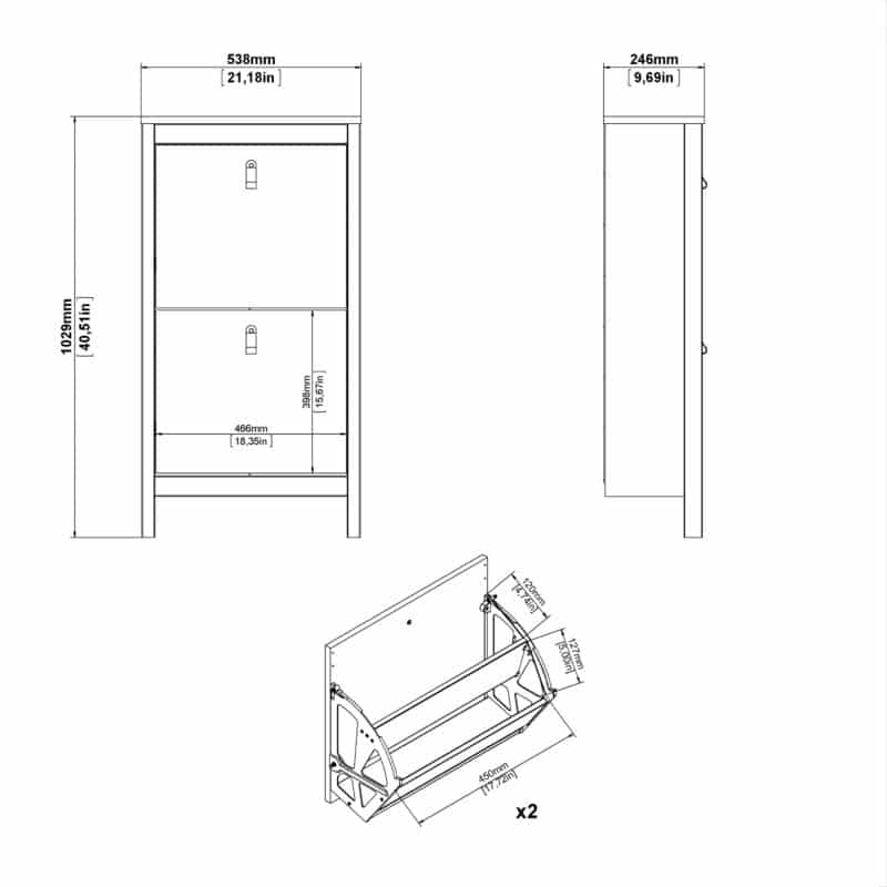 Furniture To Go Madrid Shoe Cabinet 2 Flip Down Doors Oak The Home and Office Stores