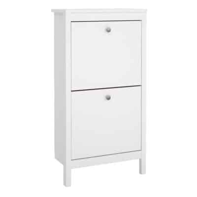 Furniture To Go Madrid shoe cabinet 2 flip down doors white
