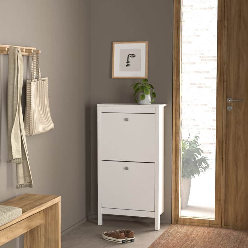 Furniture To Go Madrid Shoe Cabinet 2 Flip Down Doors White The Home and Office Stores