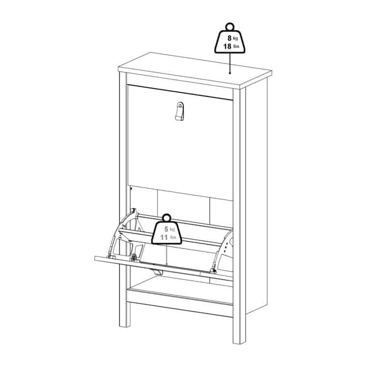 Furniture To Go Madrid Shoe Cabinet 2 Flip Down Doors White The Home and Office Stores