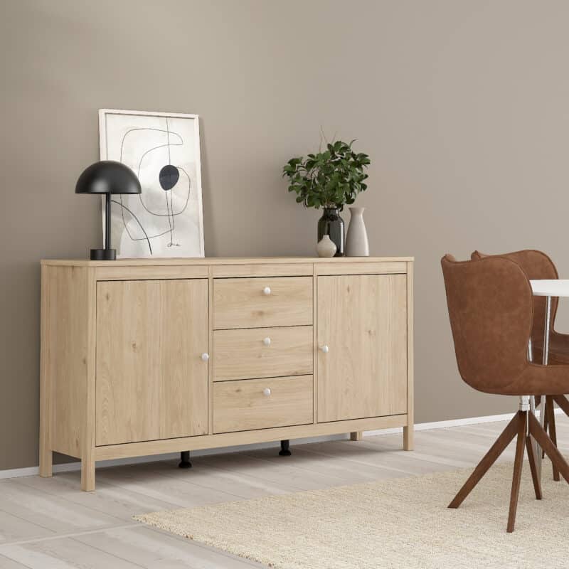 Furniture To Go Madrid Sideboard 2 Doors 3 Drawers Oak The Home and Office Stores