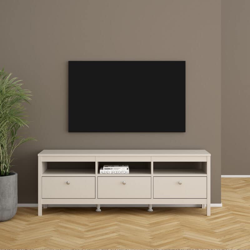 Furniture To Go Madrid TV Unit 3 Drawers Cashmere The Home and Office Stores