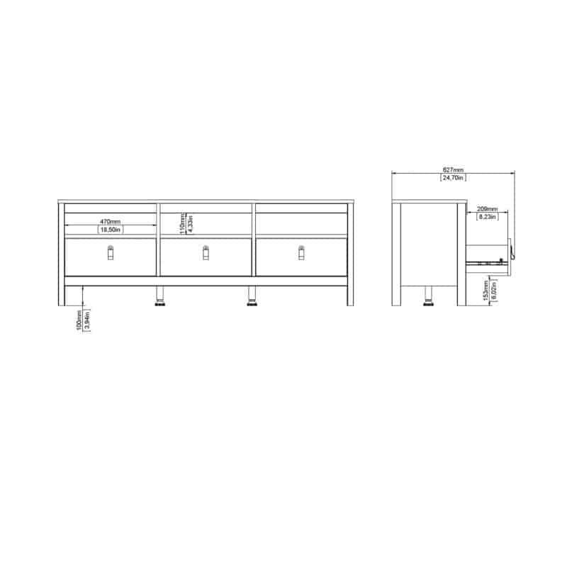 Furniture To Go Madrid TV Unit 3 Drawers Cashmere The Home and Office Stores