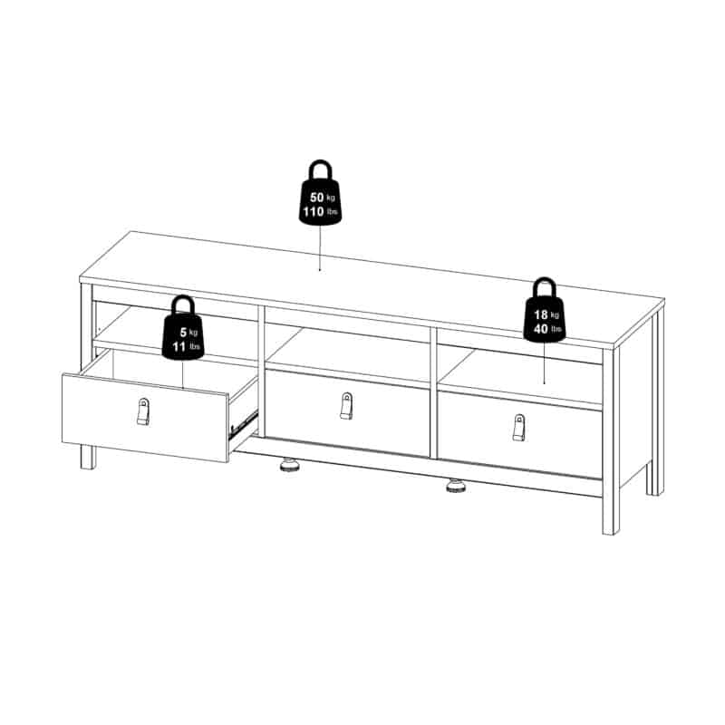 Furniture To Go Madrid TV Unit 3 Drawers Cashmere The Home and Office Stores