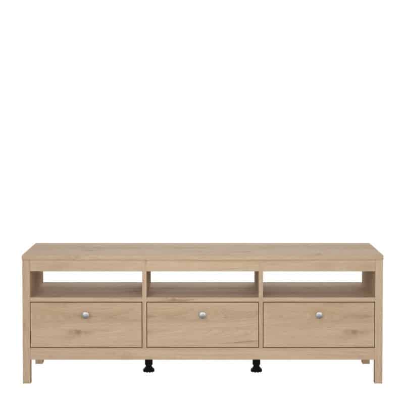Furniture To Go Madrid TV Unit 3 Drawers Oak The Home and Office Stores