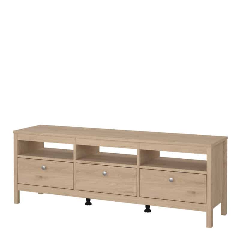 Furniture To Go Madrid TV Unit 3 Drawers Oak The Home and Office Stores