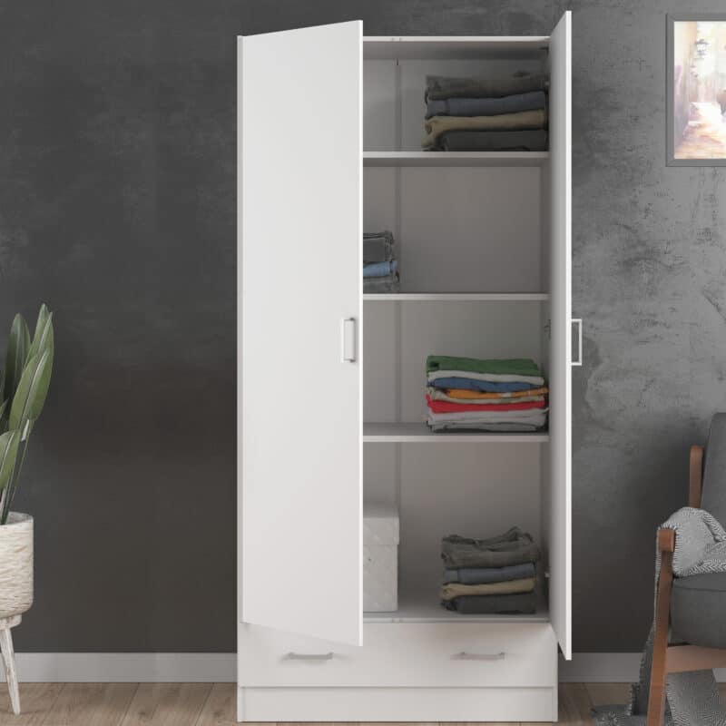 Furniture To Go Space 2 Door 1 Drawer Wardrobe White The Home and Office Stores