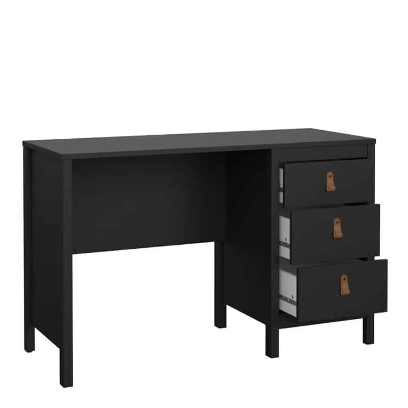 Furniture To Go Barcelona 3 Drawer Desk Matt Black The Home and Office Stores
