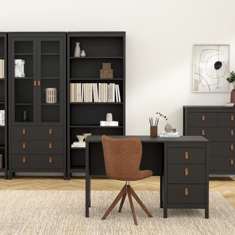 Furniture To Go Barcelona 3 Drawer Desk Matt Black The Home and Office Stores