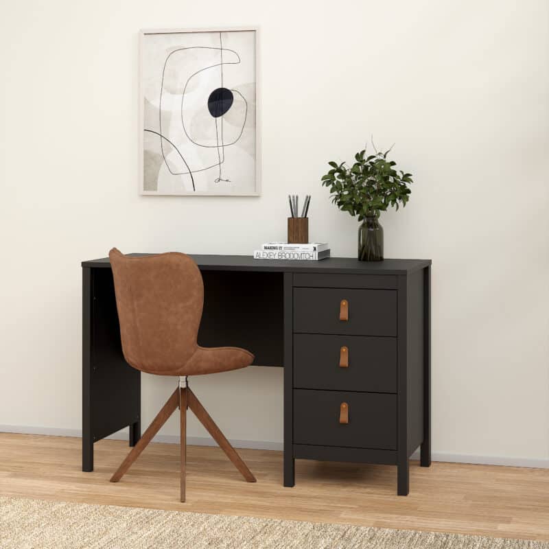 Furniture To Go Barcelona 3 Drawer Desk Matt Black The Home and Office Stores