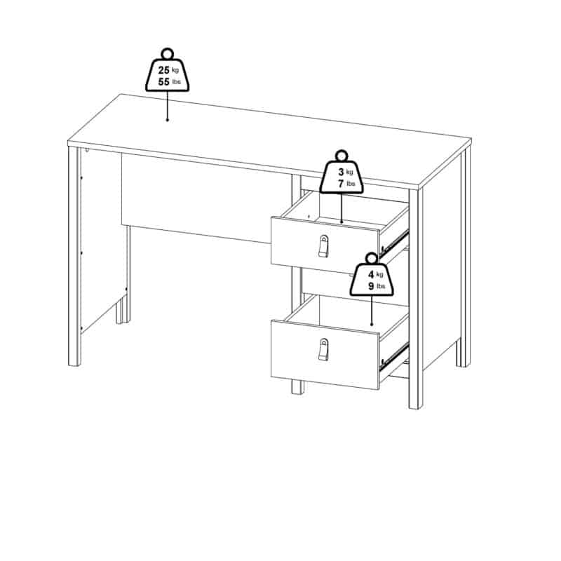 Furniture To Go Barcelona 3 Drawer Desk Matt Black The Home and Office Stores