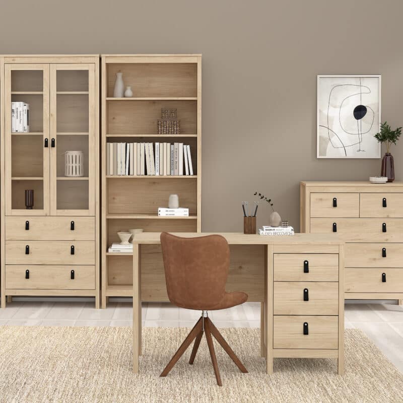 Furniture To Go Barcelona 3 Drawer Desk Oak The Home and Office Stores