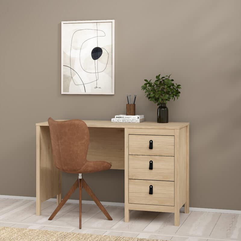 Furniture To Go Barcelona 3 Drawer Desk Oak The Home and Office Stores