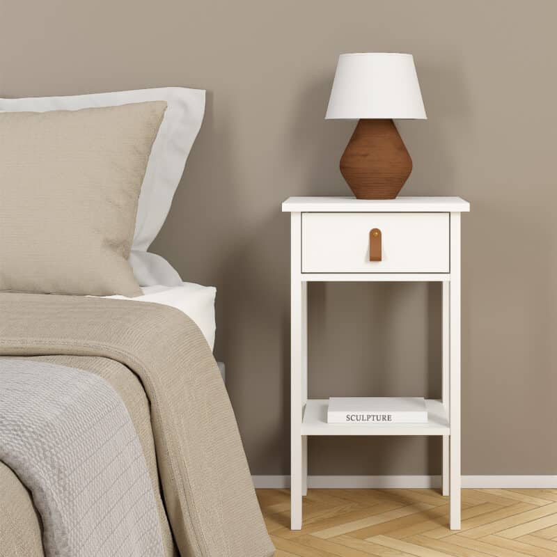 Furniture To Go Barcelona 1 Drawer Bedside Table White The Home and Office Stores