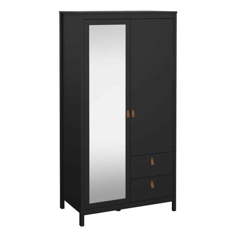 Furniture To Go Barcelona 2 door 2 drawer mirrored wardrobe matt black