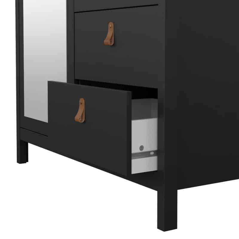 Furniture To Go Barcelona 2 Door 2 Drawer Mirrored Wardrobe Matt Black The Home and Office Stores