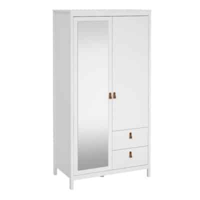 Furniture To Go Barcelona 2 door 2 drawer mirrored wardrobe white