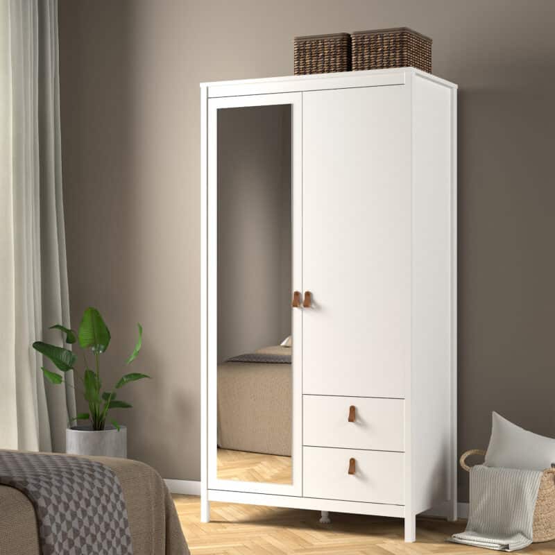 Furniture To Go Barcelona 2 Door 2 Drawer Mirrored Wardrobe White The Home and Office Stores