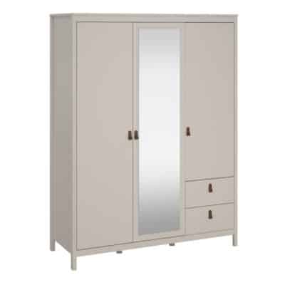 Furniture To Go Barcelona 3 door 2 drawer mirrored wardrobe cashmere