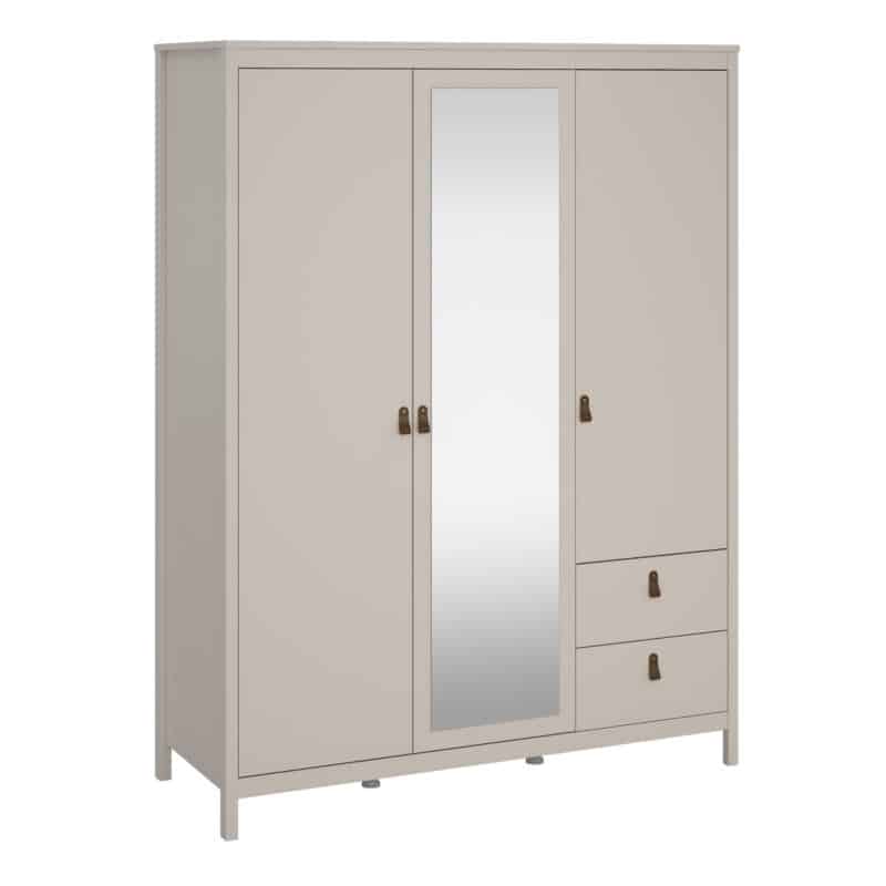 Furniture To Go Barcelona 3 door 2 drawer mirrored wardrobe cashmere