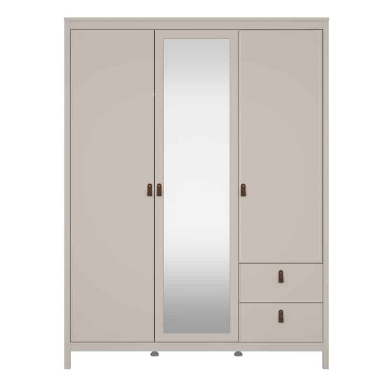 Furniture To Go Barcelona 3 Door 2 Drawer Mirrored Wardrobe Cashmere The Home and Office Stores