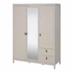 Furniture To Go Barcelona 3 Door 2 Drawer Mirrored Wardrobe Cashmere The Home and Office Stores