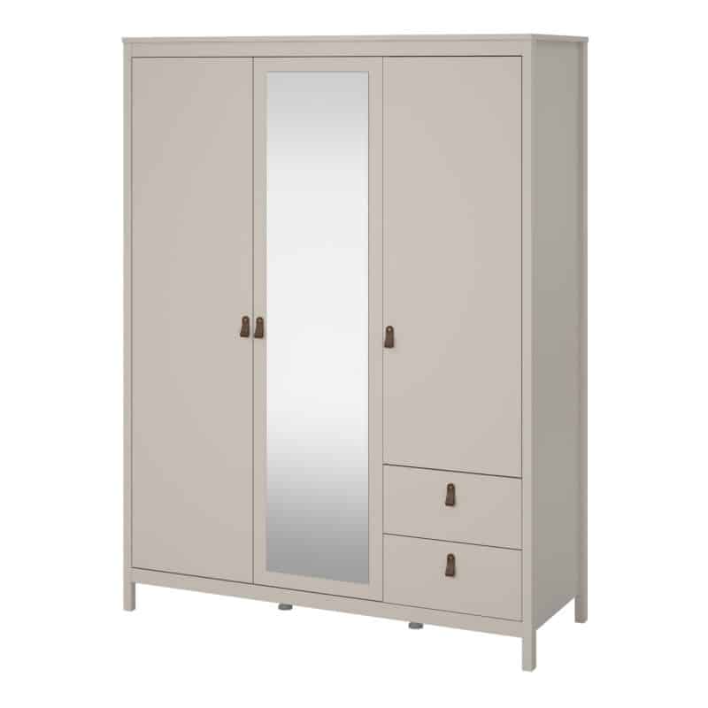 Furniture To Go Barcelona 3 Door 2 Drawer Mirrored Wardrobe Cashmere The Home and Office Stores