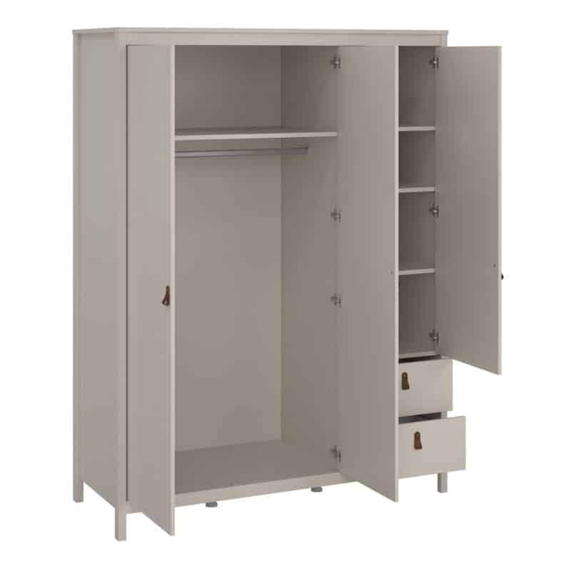 Furniture To Go Barcelona 3 Door 2 Drawer Mirrored Wardrobe Cashmere The Home and Office Stores