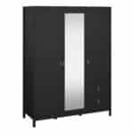 Furniture To Go Barcelona 3 door 2 drawer mirrored wardrobe matt black