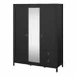 Furniture To Go Barcelona 3 Door 2 Drawer Mirrored Wardrobe Matt Black The Home and Office Stores