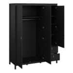 Furniture To Go Barcelona 3 Door 2 Drawer Mirrored Wardrobe Matt Black The Home and Office Stores