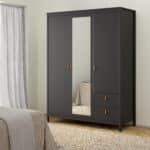 Furniture To Go Barcelona 3 Door 2 Drawer Mirrored Wardrobe Matt Black The Home and Office Stores