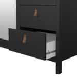 Furniture To Go Barcelona 3 Door 2 Drawer Mirrored Wardrobe Matt Black The Home and Office Stores
