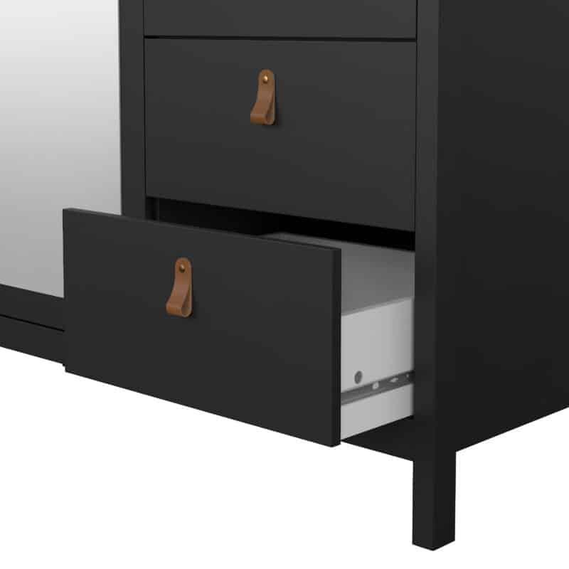 Furniture To Go Barcelona 3 Door 2 Drawer Mirrored Wardrobe Matt Black The Home and Office Stores