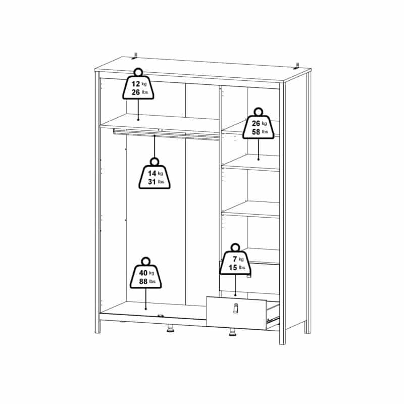 Furniture To Go Barcelona 3 Door 2 Drawer Mirrored Wardrobe Matt Black The Home and Office Stores