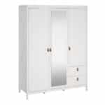 Furniture To Go Barcelona 3 door 2 drawer mirrored wardrobe white