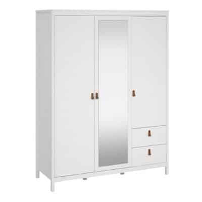 Furniture To Go Barcelona 3 door 2 drawer mirrored wardrobe white