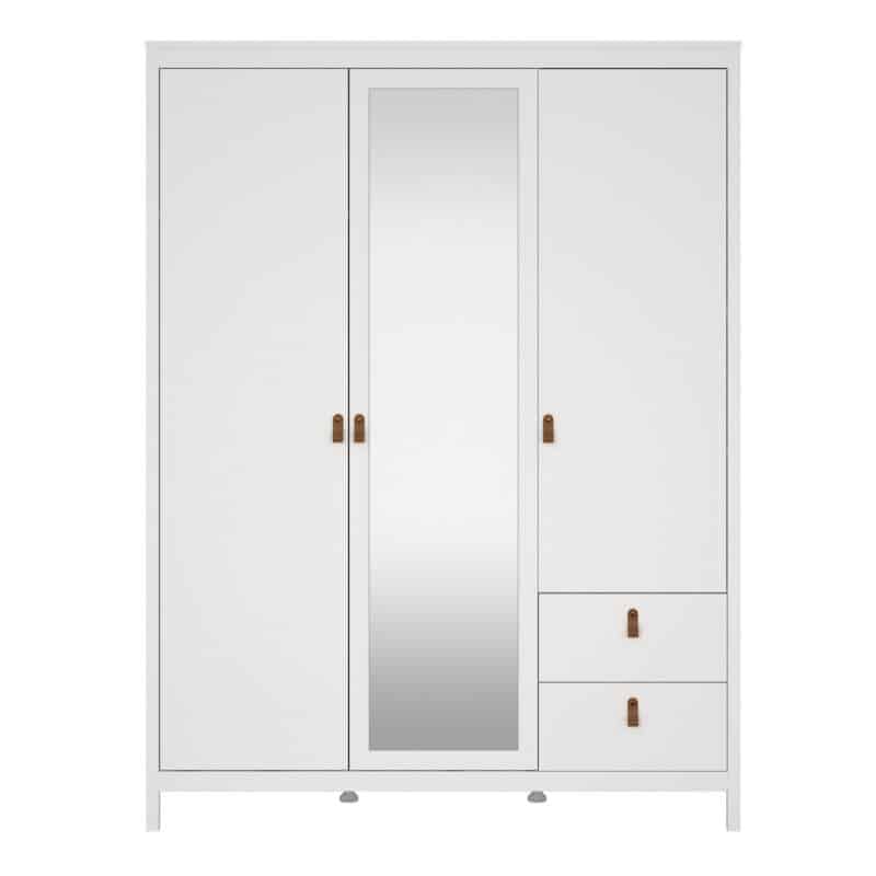 Furniture To Go Barcelona 3 Door 2 Drawer Mirrored Wardrobe White The Home and Office Stores