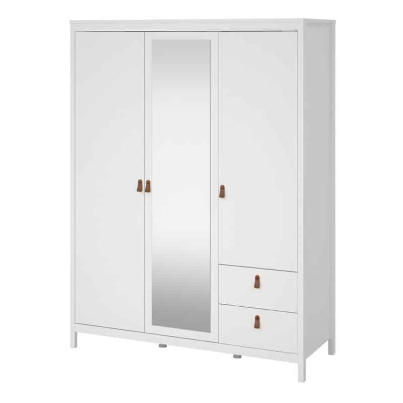 Furniture To Go Barcelona 3 Door 2 Drawer Mirrored Wardrobe White The Home and Office Stores