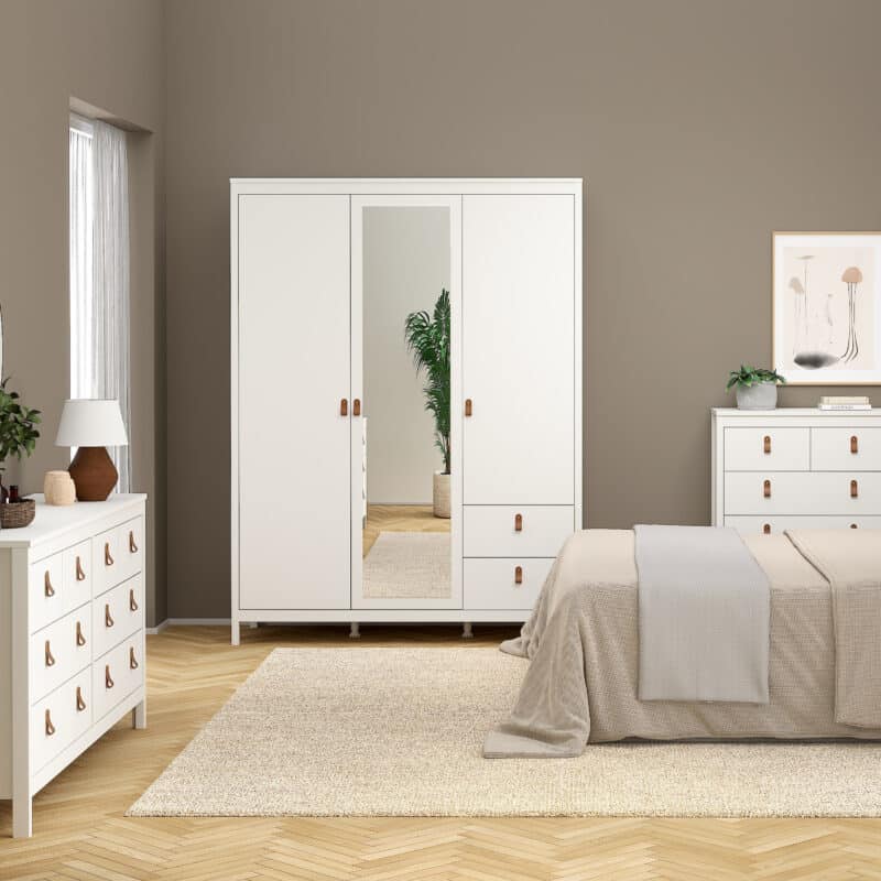 Furniture To Go Barcelona 3 Door 2 Drawer Mirrored Wardrobe White The Home and Office Stores