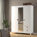 Furniture To Go Barcelona 3 Door 2 Drawer Mirrored Wardrobe White The Home and Office Stores