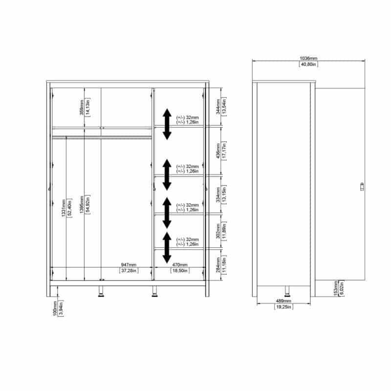 Furniture To Go Barcelona 3 Door Wardrobe Oak The Home and Office Stores