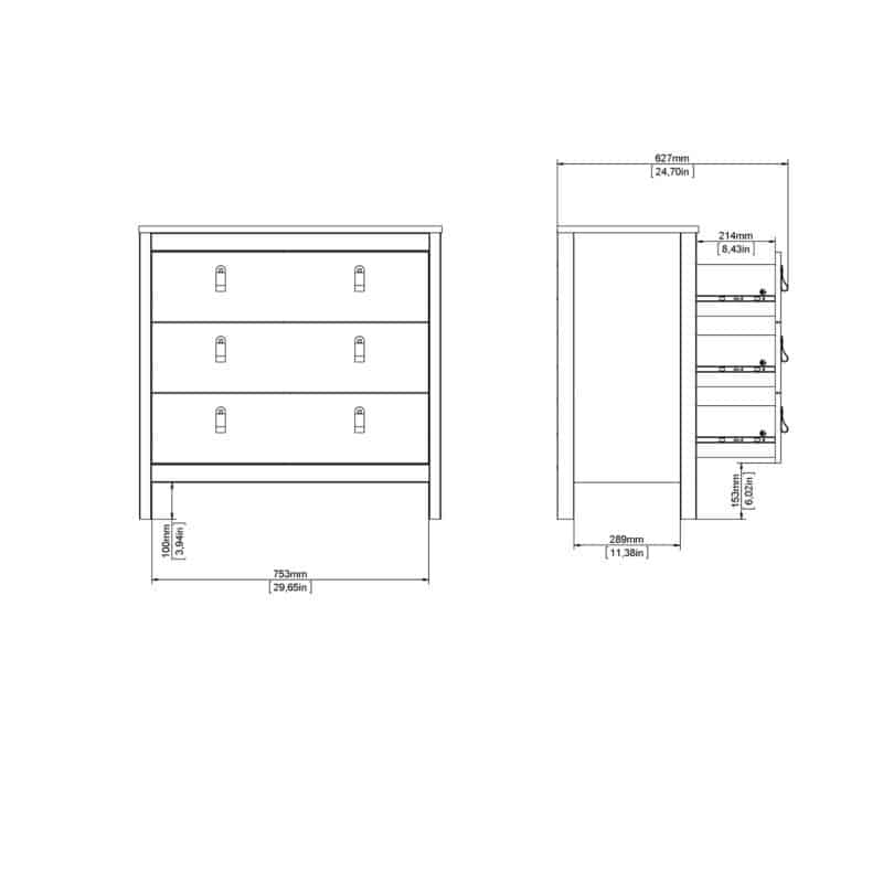Furniture To Go Barcelona 3 Drawer Chest Cashmere The Home and Office Stores